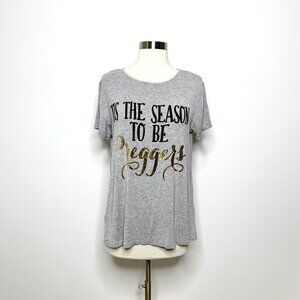 Gaze Womens Top Medium Gray Tis The Season To Be Preggers